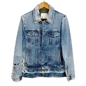TORTOISE Steppe Denim Jacket in Light Indigo Distressed Size M